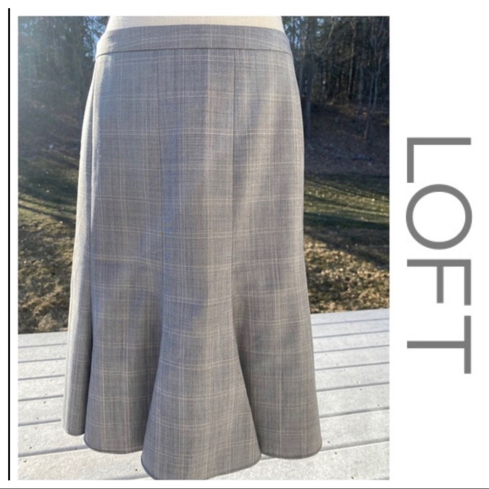 Ann Taylor Loft Gray Windowpane Pattern Skirt Siz… - image 1